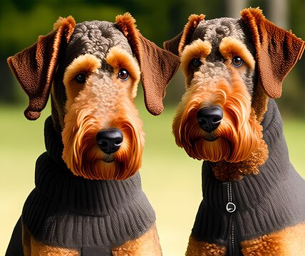 Airedale Terrier Dog, Generative AI Illustration