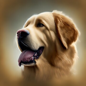 Golden Retriever Dog, Generative AI Illustration