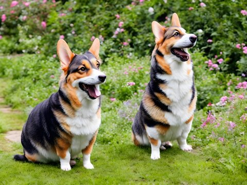 Welsh Corgi Pembroke Dog, Generative AI Illustration