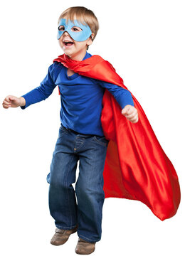 Superhero costume on a cute small kid
