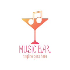 Music Bar Vector Logo Template. Music Store Emblem in colorful gradient style. Branding identity for musical business company. Stock vector label design