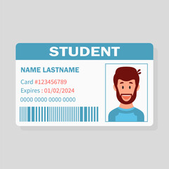 Student id card. University, school, college identity card with photo. Vector illustration.
