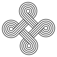 Nudo celta entrelazado en forma de cruz. Icono plano lineal abstracto - obrazy, fototapety, plakaty