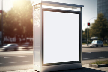 Digital Media Blank billboard , signboard for product advertisement, light box, generative AI