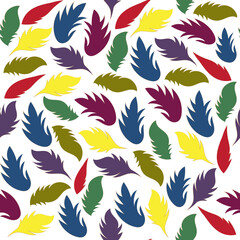 Seamless Pattern Colorful Leaves Feathers