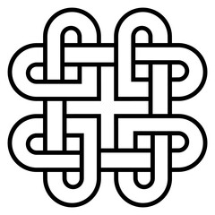 Nudo chino entrelazado con forma de corazón. Icono plano lineal abstracto © teracreonte