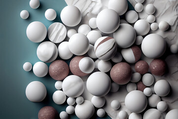 A set of marbles with a black ball in the middle. Generative ai