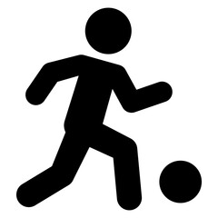 Jugador de futbol. Silueta aislada de hombre corriendo con un balón