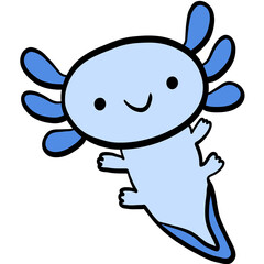 Cute Axolotl, axolotl illustration, sea salamander, sea life, marine life