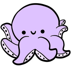 Cute Octopus, Squid, octopus illustration, sea life, animal illustration