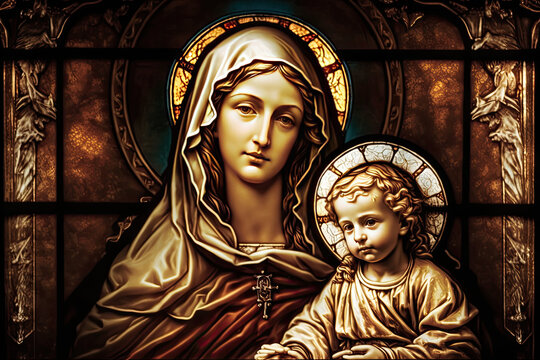 Mary And Jesus Background Banner Art, Generative AI