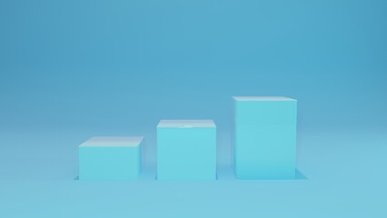 3D podium render with blue scene