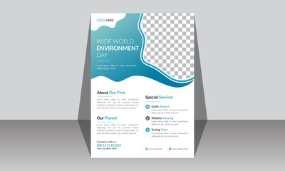 Nature awesome Flyer. Modern green leaf, environment design. Vector nature flyer template design. wild nature vertical flyer template. vertical poster for nature with wild life landscape