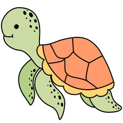 Sea Turtle, Turtle illustration, cute turtle, sea life, animal