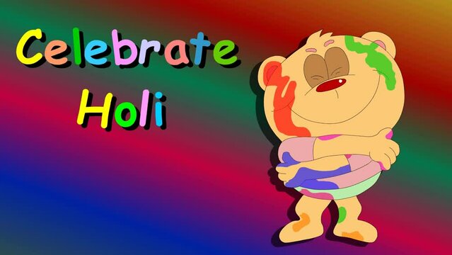 
cute funny little boy - Celebrate Holi - Indian Festival of colors. vector illustration
