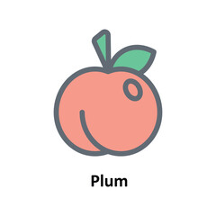 Plum Vector Fill outline Icons. Simple stock illustration stock
