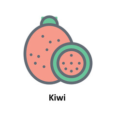 Kiwi Vector Fill outline Icons. Simple stock illustration stock