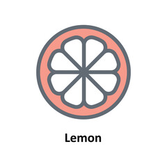 Lemon  Vector Fill outline Icons. Simple stock illustration stock