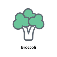 Broccoli Vector Fill outline Icons. Simple stock illustration stock