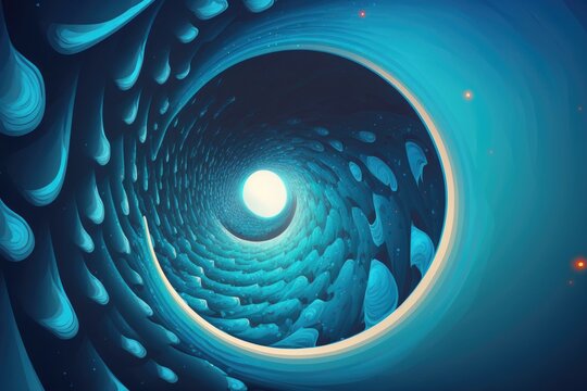 A cosmic wormhole is a theoretical funnel shaped tunnel that can be used to travel between parallel universes. Generative AI