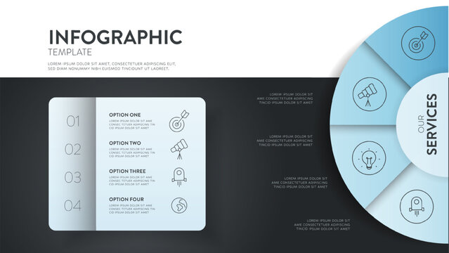 Creative minimal business project infographic layout template design. Presentation banner with options, steps or parts for business slide.  Workflow layout, process diagram, chart, info graph element