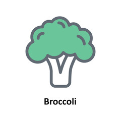 Broccoli Vector Fill outline Icons. Simple stock illustration stock