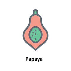 Papaya Vector Fill outline Icons. Simple stock illustration stock