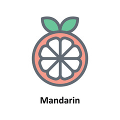 Mandarin Vector Fill outline Icons. Simple stock illustration stock