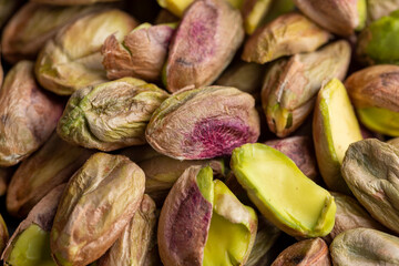 Crispy delicious pistachios with salt without shell