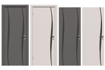 interior doors isolate on a transparent background, interior furniture, 3D illustration, cg render
