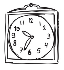 clock isolated on white background hand drawn vector illustration