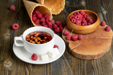 A mug of red tea on the table