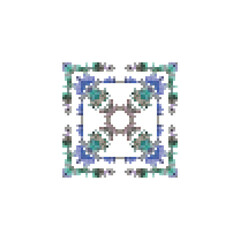 Pixel snowflake art made of small squares