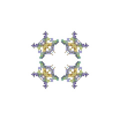 Floral knitted embroidery on white background