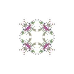 Floral knitted embroidery on white background