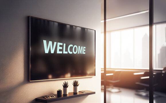 Welcome Sign In Front Of The Office Entrance