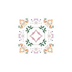 Floral knitted embroidery on white background