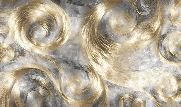  a gold and silver wallpaper with swirls on it.  generative ai