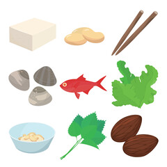 Vector illustration of foods containing magnesium.