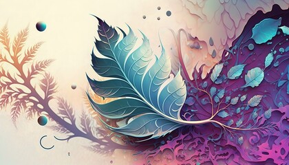 beautiful background he made of fractal leaves watercolor graphic styles, generative AI