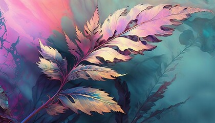 beautiful background he made of fractal leaves watercolor graphic styles, generative AI