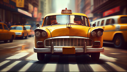 Fototapeta premium Old American retro taxi. Generative AI