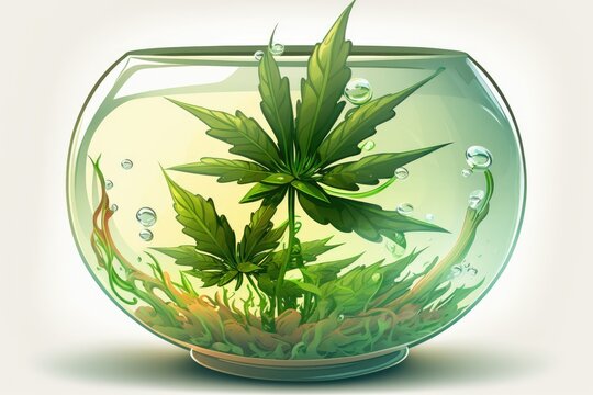 A Marijuana Flower Sitting in a Clear Bowl. Generative AI