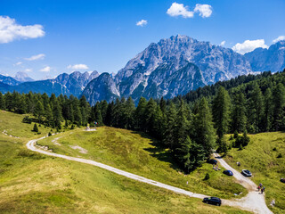 Along the mountainous roads of the Val Dogna to the slopes of the Montasio. Friuli.