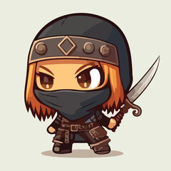 cute ninja chibi style vector art