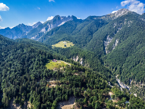 Along the mountainous roads of the Val Dogna to the slopes of the Montasio. Friuli.