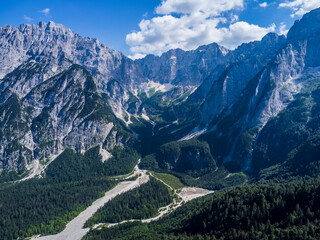 Along the mountainous roads of the Val Dogna to the slopes of the Montasio. Friuli.