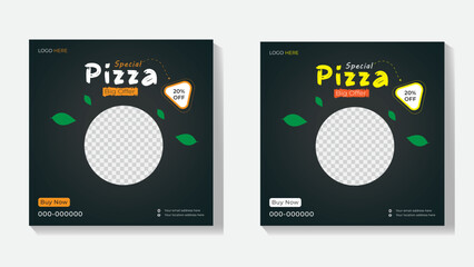 Food social media post banner template design. pizza food, Fast food restaurant business marketing social media post, hot, first,  vegetable, Instagram Advertisment post