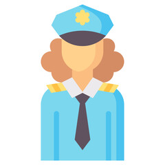 police woman avatar flat icon