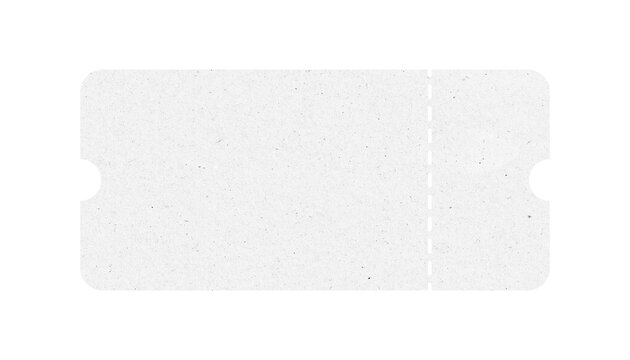 White ticket isolated with paper texture for mockups